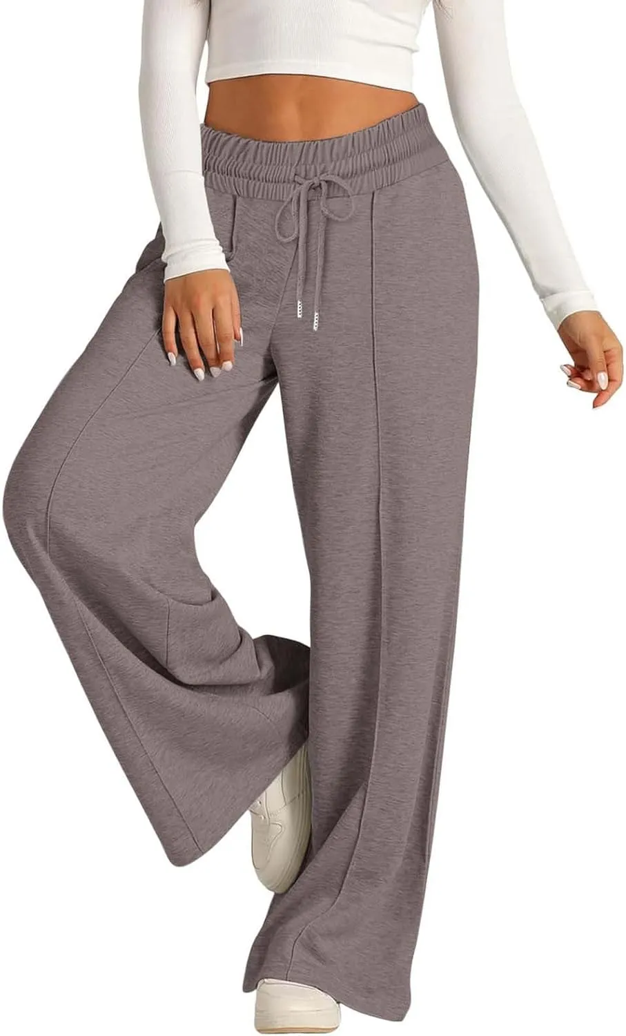 Women's Wide Leg Sweatpant High Waist Baggy Casual Drawstring Running Joggers Pants with Pockets