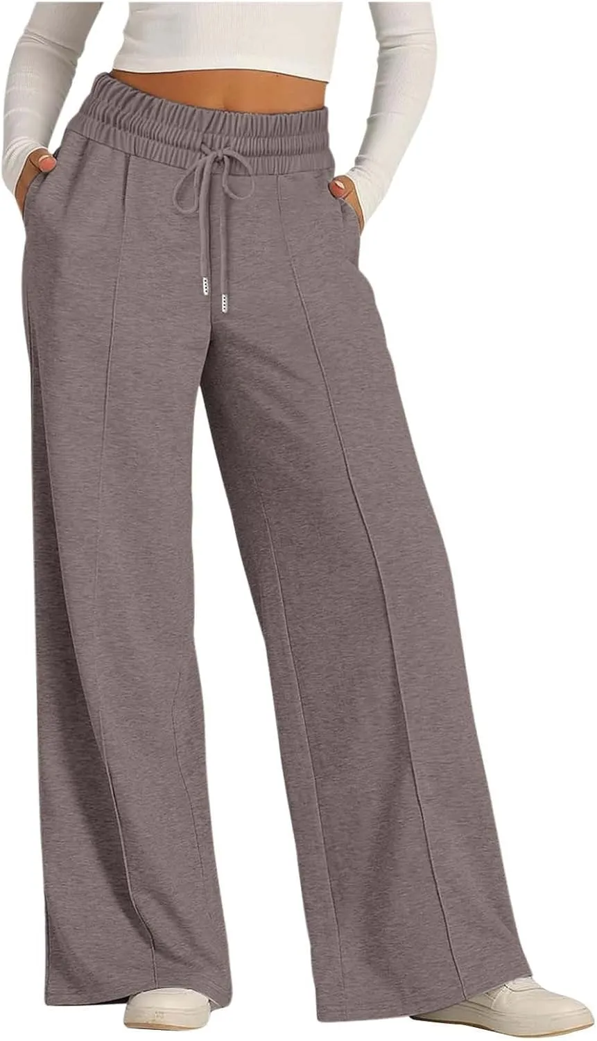Women's Wide Leg Sweatpant High Waist Baggy Casual Drawstring Running Joggers Pants with Pockets
