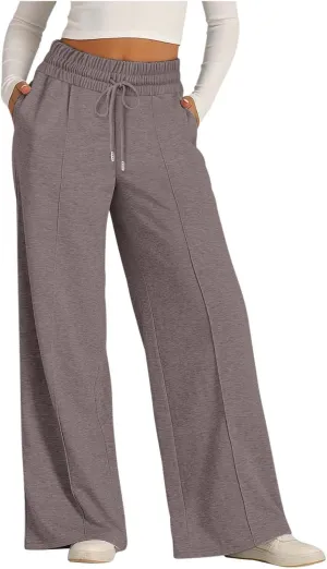 Women's Wide Leg Sweatpant High Waist Baggy Casual Drawstring Running Joggers Pants with Pockets