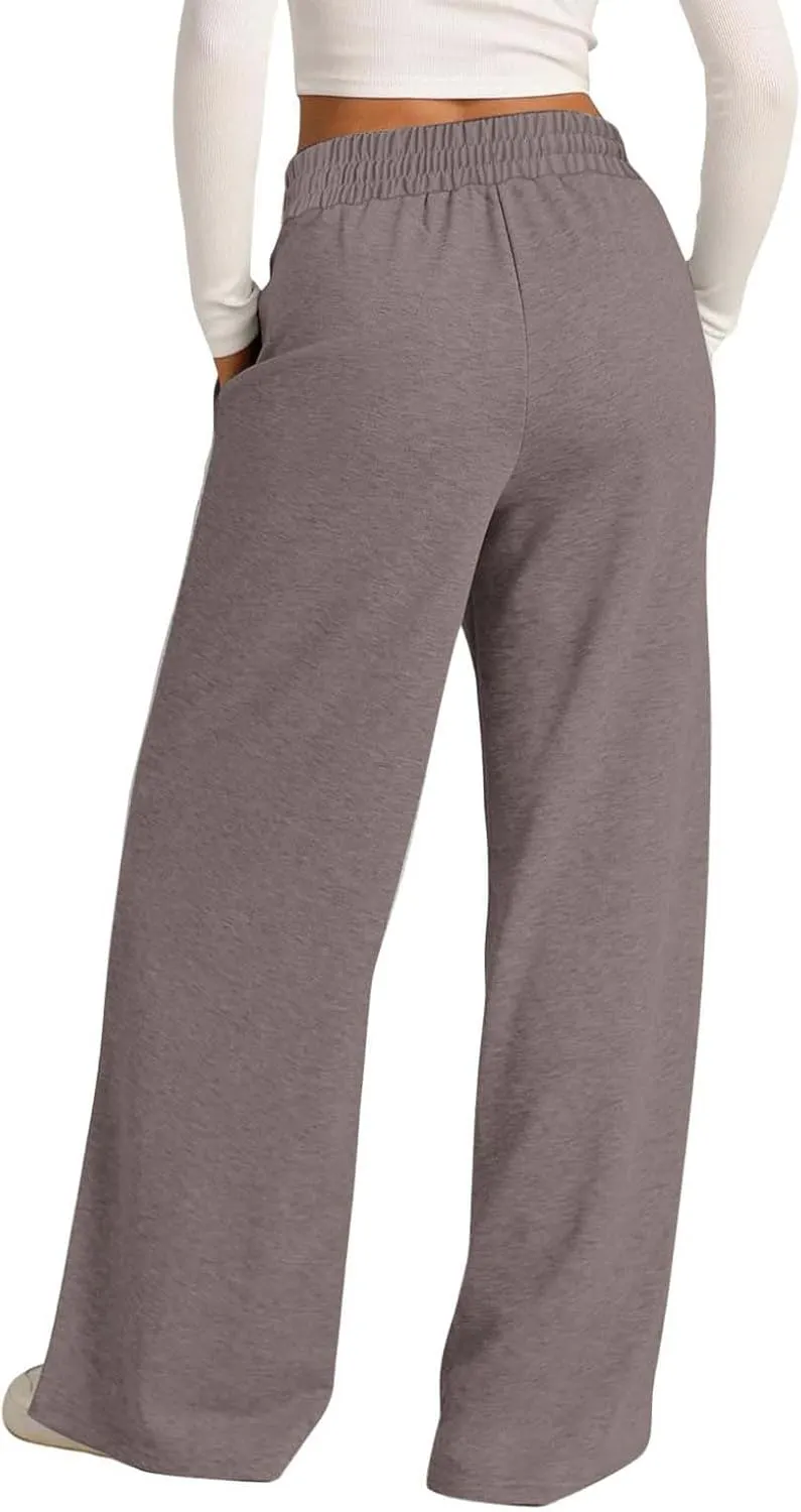 Women's Wide Leg Sweatpant High Waist Baggy Casual Drawstring Running Joggers Pants with Pockets