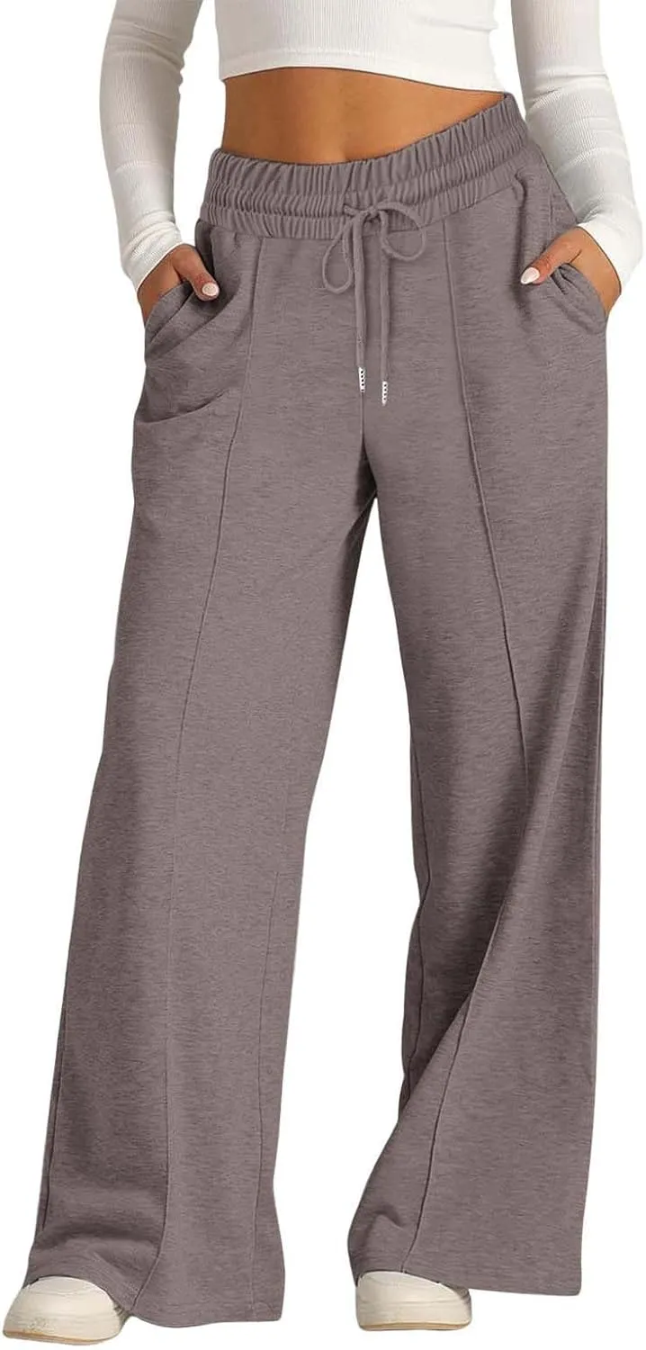 Women's Wide Leg Sweatpant High Waist Baggy Casual Drawstring Running Joggers Pants with Pockets