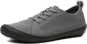 Women's Wide Toe Minimalist Barefoot Walking Shoes Comfort Low Top Knit Lace-up Sneakers Casual Outdoor Tennis Shoes