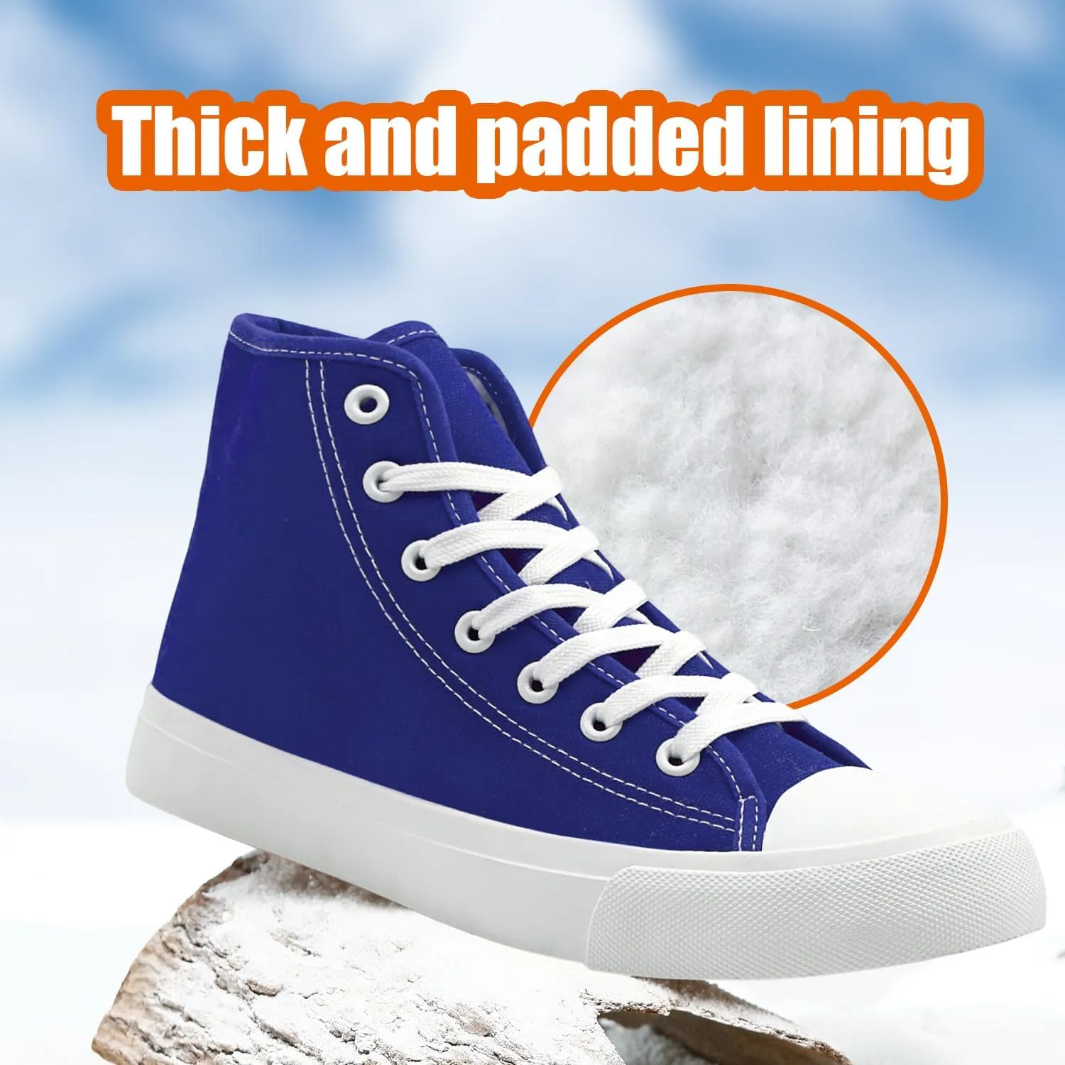 Womens Winter Snow Boots High Top Warm Canvas with Fur Lined Ankle Winter Sneakers