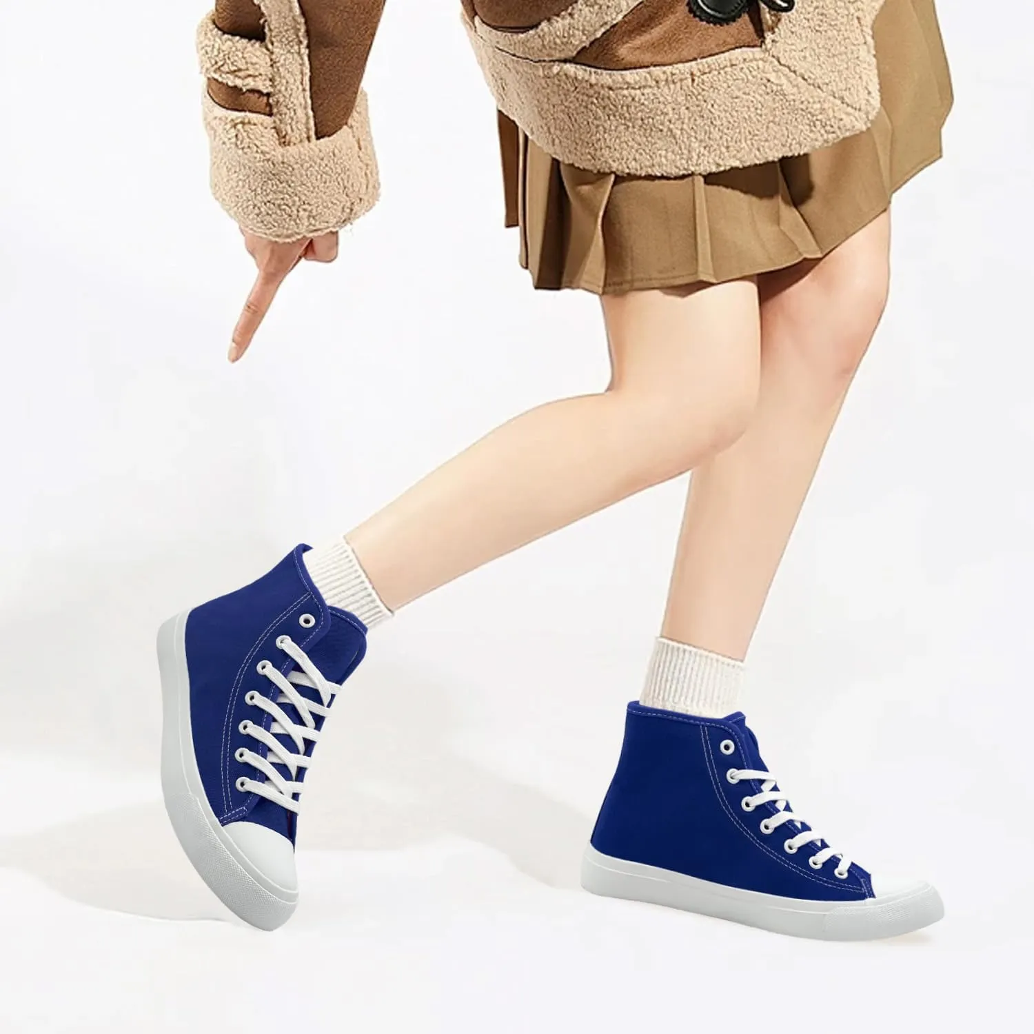 Womens Winter Snow Boots High Top Warm Canvas with Fur Lined Ankle Winter Sneakers
