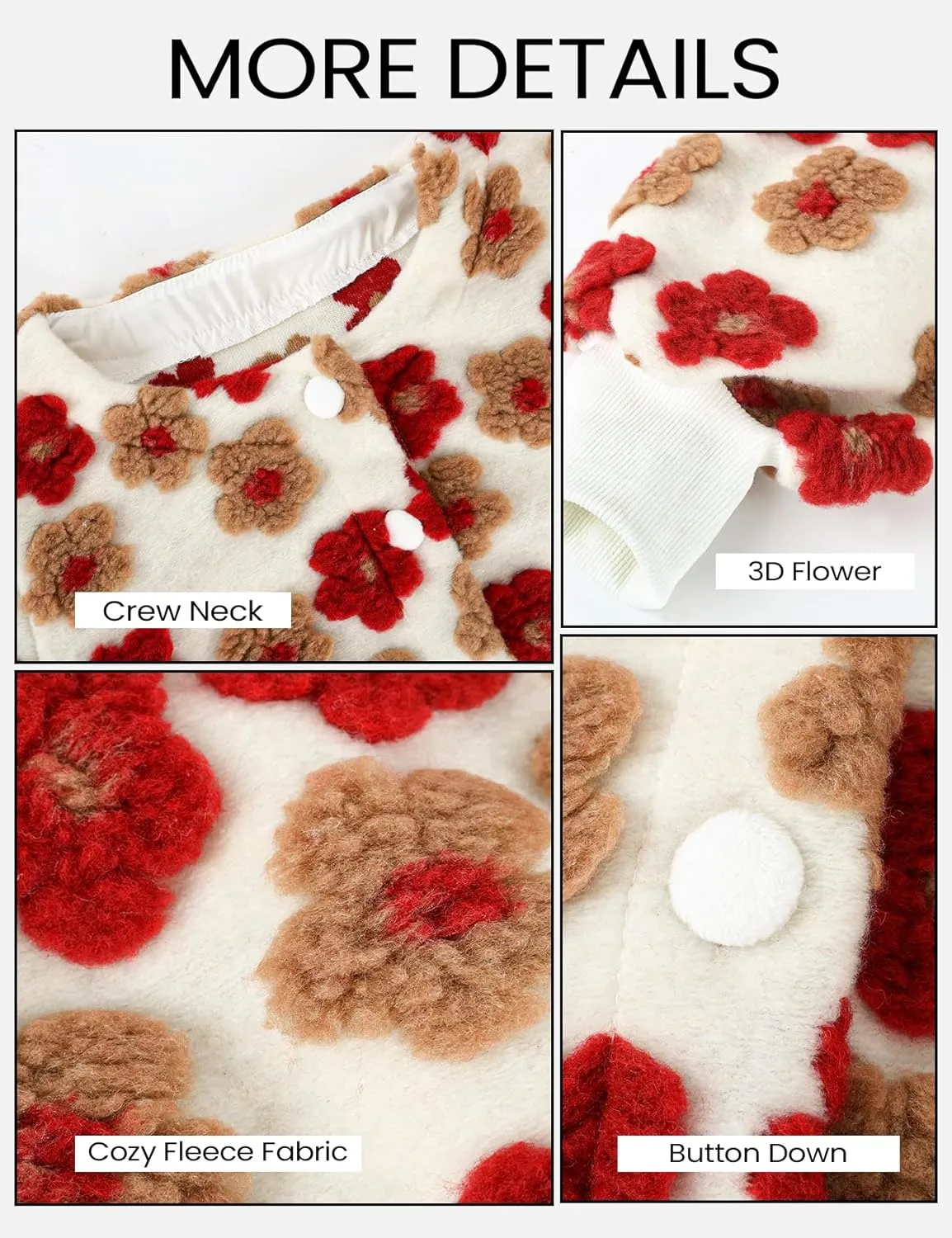 Yimoon Womens Cropped Floral Print Jacket Puff Sleeve Fleece Bomber Jacket Button Down Fall Winter Warm Outerwear