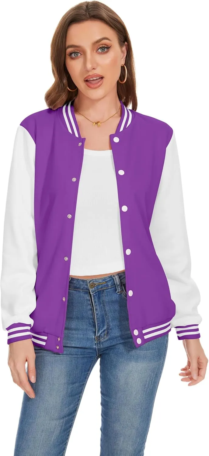 Yuji Itadori Women Baseball Jacket Fleece Varsity Jacket Winter Coat Button Down Bomber Jacket with Pocket XXS-4XL