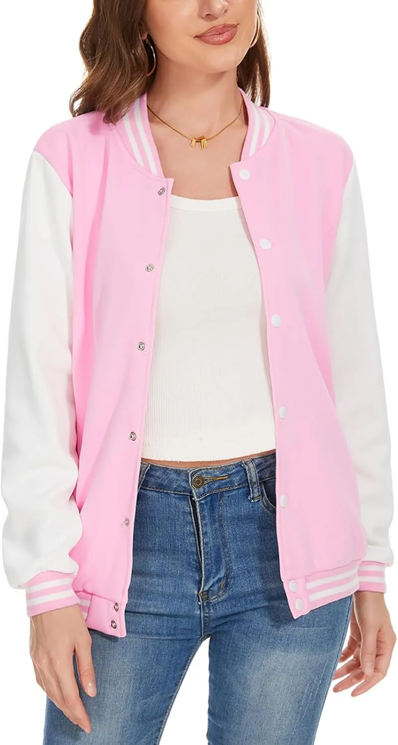 Yuji Itadori Women Baseball Jacket Fleece Varsity Jacket Winter Coat Button Down Bomber Jacket with Pocket XXS-4XL