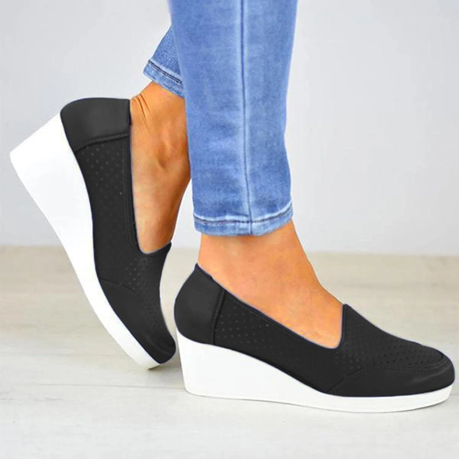 ZBYY Women's Fashion Sneakers,Summer Platform Sandals Casual Slip on Hollow Breathable Sneakers Outdoor Sport Shoes