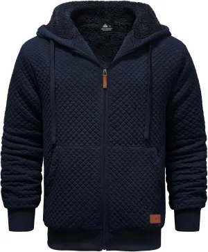 ZITY Men's Zip Up Hoodie Heavyweight Sherpa Lined Sweatshirt Thick Fleece Winter Warm Jackets