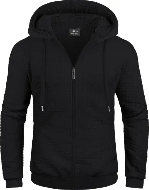 ZITY Men's Zip Up Hoodie Heavyweight Sherpa Lined Sweatshirt Thick Fleece Winter Warm Jackets