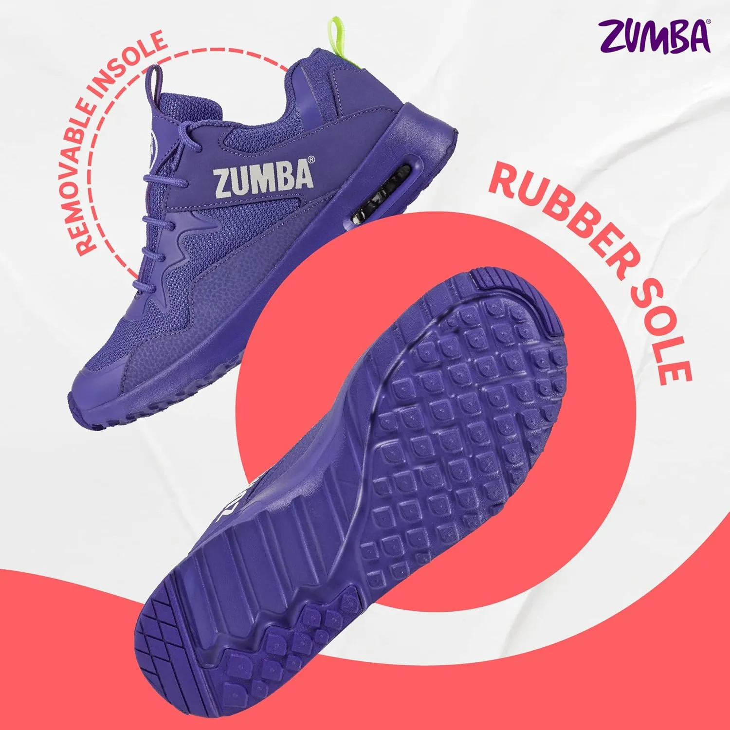 ZUMBA Women's Air Classic Sneakers, Nonslip Low-Top Dance Sneakers